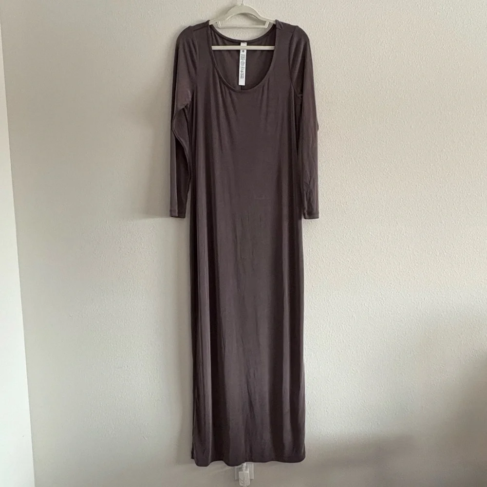NWT Lululemon Drapey Softstreme Long-Sleeve Maxi Dress Women’s XL Espresso Brown